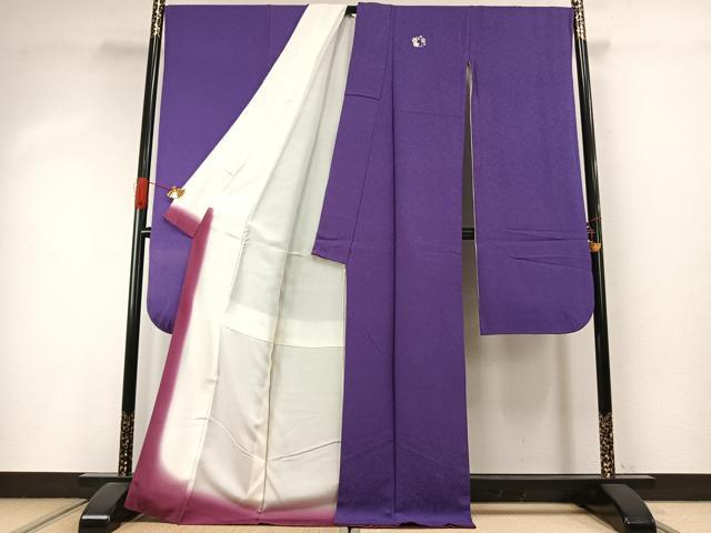 平和屋着物●豪華振袖 色無地 青紫色 正絹 逸品 AABI8984fy
