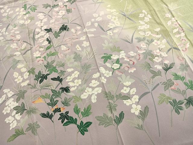 平和屋着物●訪問着 友禅 作家物 草花文 暈し染め 正絹 逸品 AABI8991fy