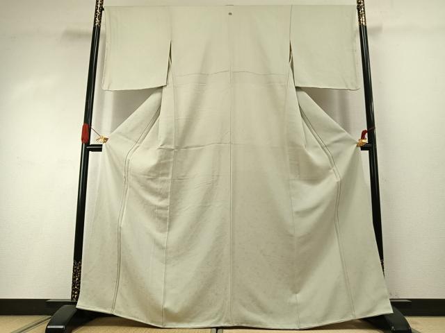 平和屋着物●上質な色無地 舞花地紋 白緑色 正絹 逸品 AABI8992fy