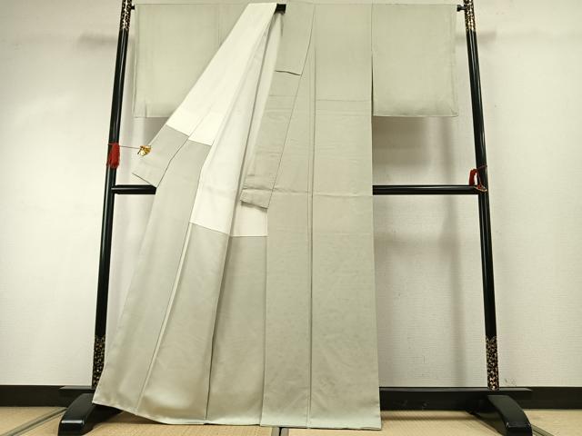 平和屋着物●上質な色無地 舞花地紋 白緑色 正絹 逸品 AABI8992fy