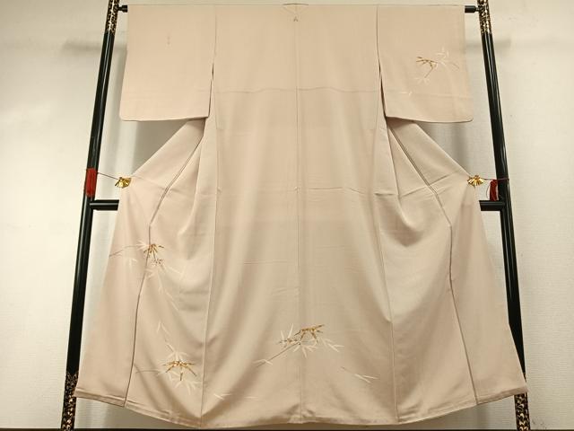 平和屋着物●訪問着 駒刺繍 笹葉文 正絹 逸品 AABI8993fy