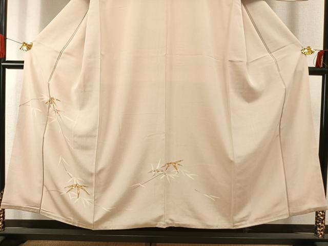 平和屋着物●訪問着 駒刺繍 笹葉文 正絹 逸品 AABI8993fy