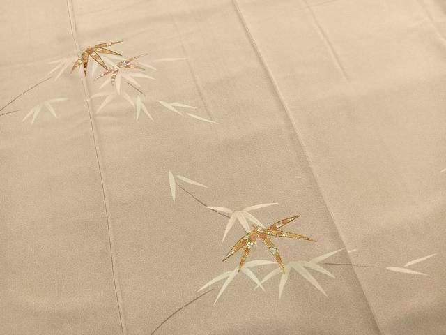 平和屋着物●訪問着 駒刺繍 笹葉文 正絹 逸品 AABI8993fy