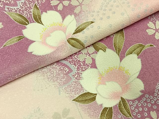 平和屋着物●小振袖 二尺袖 草花文 暈し染め AABI8995fy