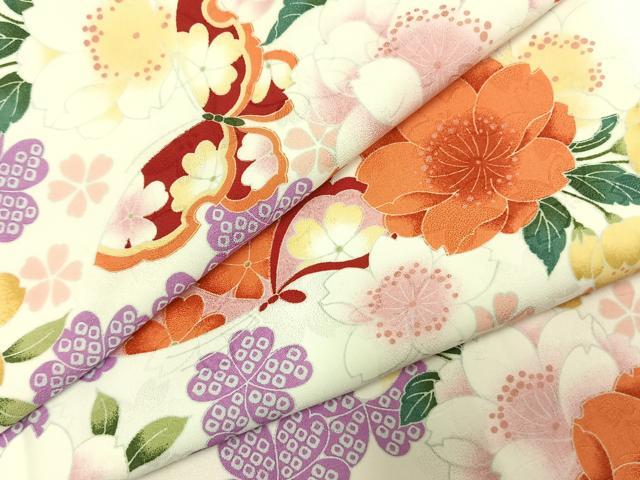 平和屋着物●小振袖 二尺袖 花蝶文 AABI8996fy
