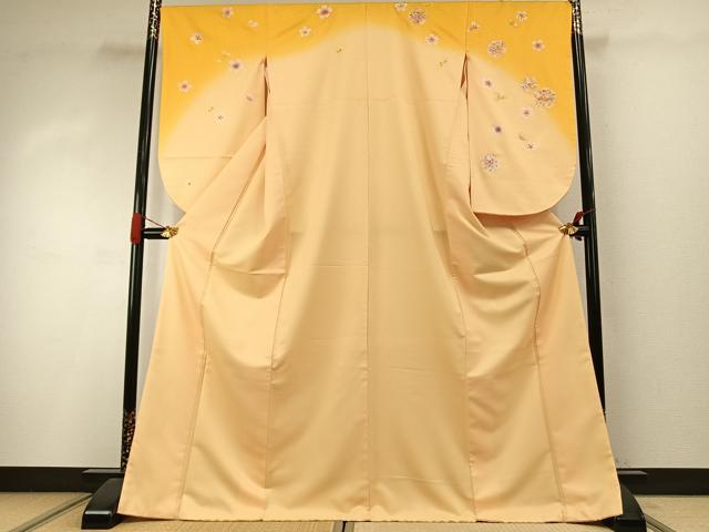 平和屋着物●小振袖 二尺袖 舞花文 暈し染め 金彩 AABI9000fy