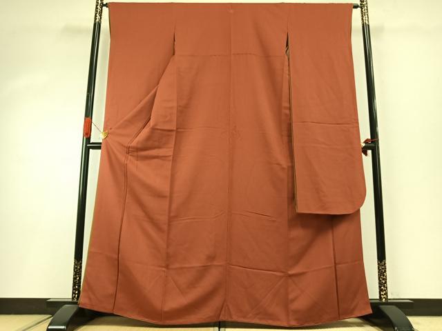 平和屋着物●皇室デザイナー 中村乃武夫 振袖 色無地 作家物 樺色 正絹 逸品 AABI9011fy