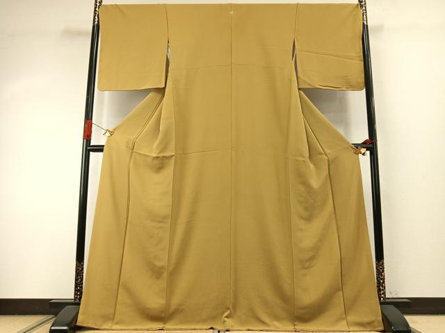 平和屋着物●上質な色無地 芥子色 正絹 逸品 未使用 AABI9012fy