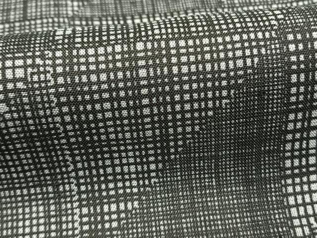 平和屋着物●赤城生紬 市松格子文 反端付き 正絹 逸品 未使用 AABI9019fy