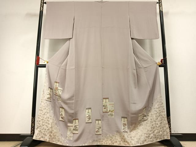 平和屋着物●松尾光琳 色留袖 源氏物語 寿光織 銀彩 正絹 逸品 AABI9022fy