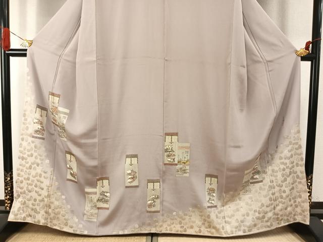 平和屋着物●松尾光琳 色留袖 源氏物語 寿光織 銀彩 正絹 逸品 AABI9022fy