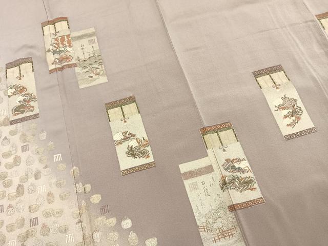 平和屋着物●松尾光琳 色留袖 源氏物語 寿光織 銀彩 正絹 逸品 AABI9022fy