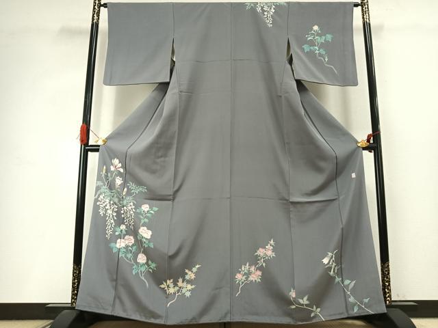 平和屋着物●訪問着 友禅 作家物 枝花文 正絹 逸品 AABI9024fy