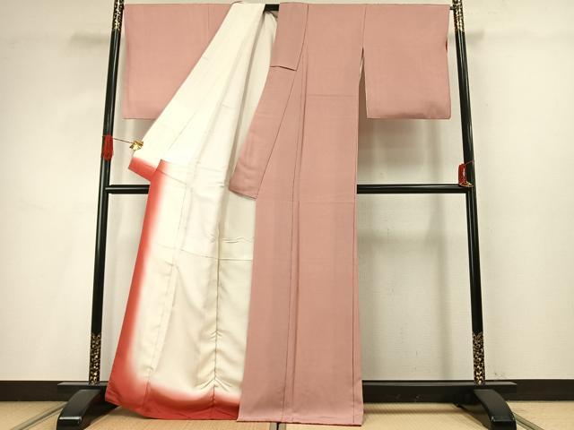 平和屋着物●小紋師 高津良治 江戸小紋 万筋 赤色×白色 正絹 逸品 AABI9030fy