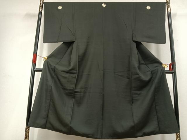 平和屋着物●男性 黒紋付 正絹 逸品 AABI9033fy