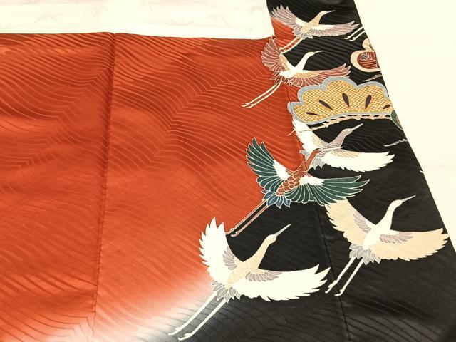 平和屋着物●豪華振袖 駒刺繍 花鳥松文 金彩 正絹 逸品 AABI9036fy