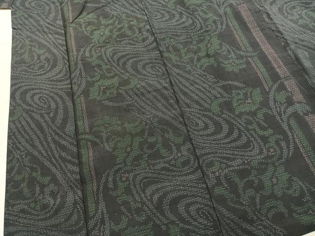 平和屋着物●結城紬 80亀甲 花唐草文 正絹 逸品 AABI9037fy