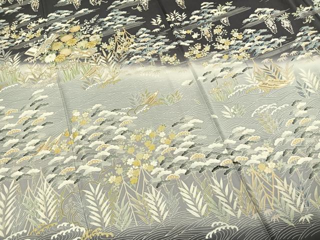 平和屋着物●訪問着 友禅 駒刺繍 松竹梅 暈し染め 金彩 正絹 逸品 AABI9043fy