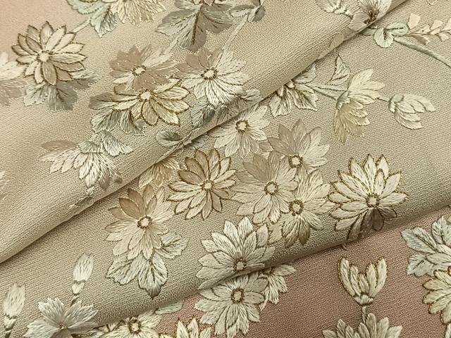平和屋着物●訪問着 総手刺繍 草花文 金糸 正絹 逸品 AABI9045fy