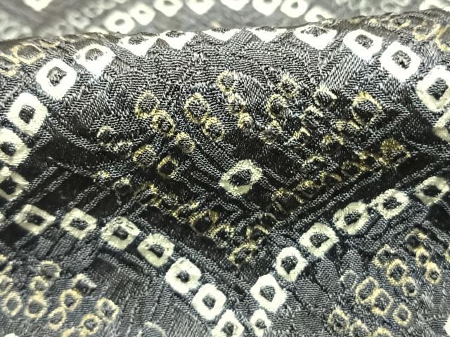 平和屋着物●上質な小紋 絞り 扇 正絹 逸品 AABI9049fy