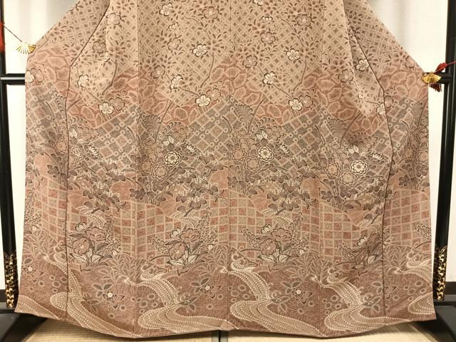 平和屋着物●訪問着 辻が花 金彩 鬼しぼ縮緬 正絹 逸品 AABI9053fy