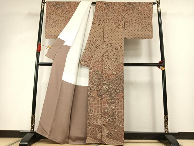 平和屋着物●訪問着 辻が花 金彩 鬼しぼ縮緬 正絹 逸品 AABI9053fy