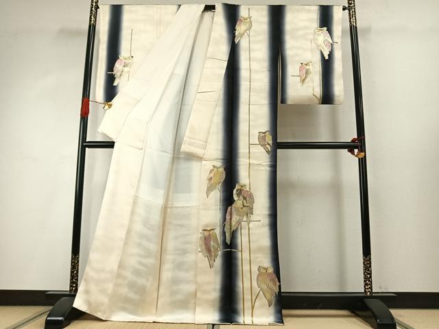 平和屋着物●訪問着 梟 暈し染め 金銀彩 正絹 逸品 AABI9055fy