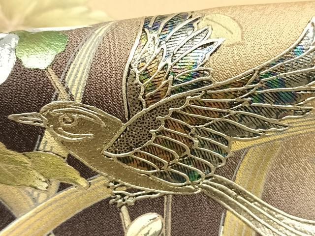 平和屋着物●加納真 訪問着 手描き 花鳥文 暈し染め 金彩 正絹 逸品 AABI9057fy