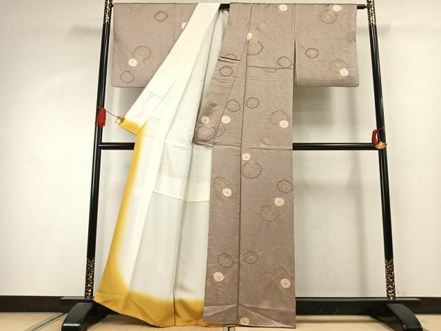 平和屋着物●上質な小紋 絞り 草花文 金彩 正絹 逸品 AABI9071fy