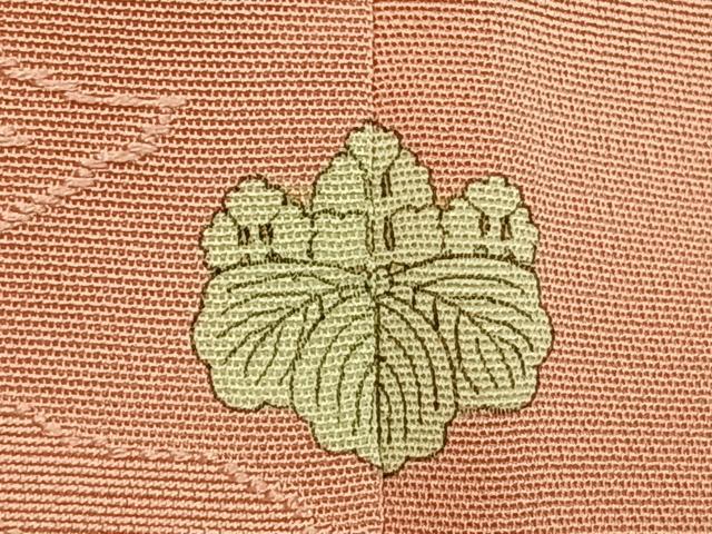 平和屋着物●上質な色無地 草花地紋 珊瑚色 正絹 逸品 AABI9077fy
