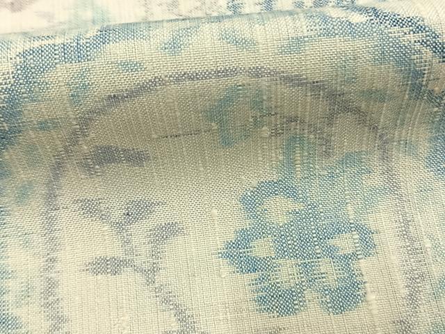 平和屋着物●小千谷紬 吉祥花文 正絹 逸品 AABI9079fy