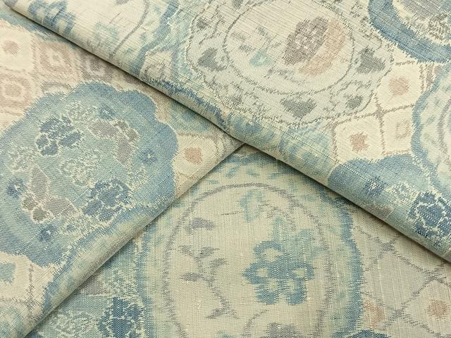 平和屋着物●小千谷紬 吉祥花文 正絹 逸品 AABI9079fy