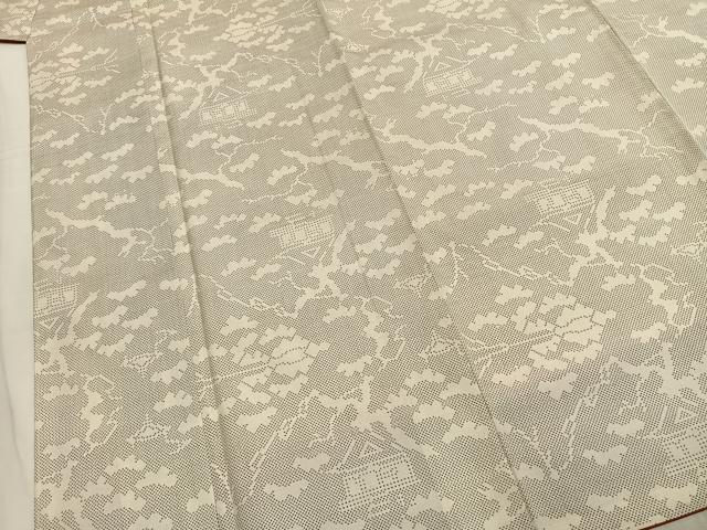 平和屋着物●本場大島紬 白大島 カタス 風景文 正絹 逸品 AABI9080fy