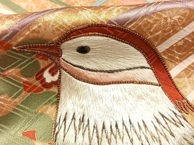 平和屋着物●十日町老舗ブランド 吉澤友禅 吾妻徳穂 振袖 駒刺繍 鴛鴦花文 金彩 正絹 逸品 AABI9082fy