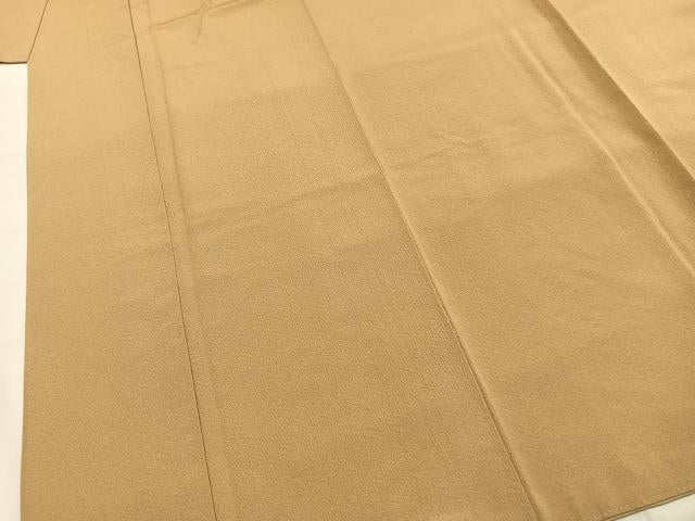 平和屋着物●上質な色無地 草木染 飴色 浜ちりめん 反端付き 正絹 逸品 AABI9086fy