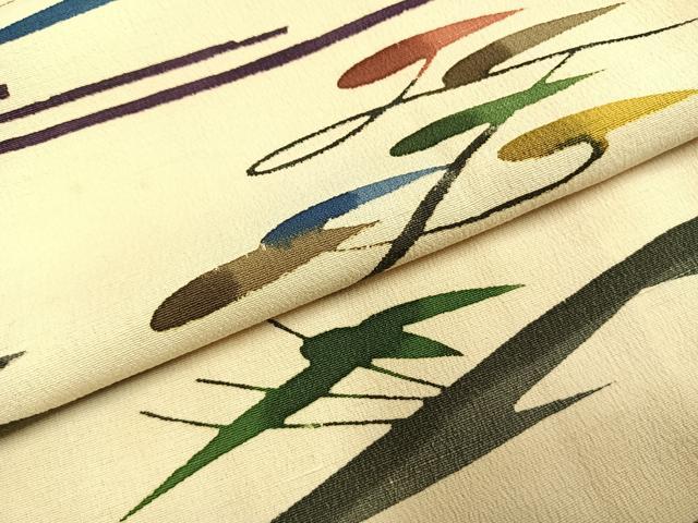 平和屋着物●上質な小紋 型染め 流水枝葉文 正絹 逸品 AABI9090fy