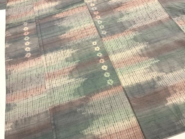 平和屋着物●上質な紬 絞り 幾何学文様 正絹 逸品 AABI9094fy