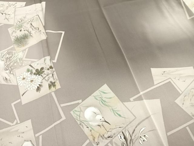 平和屋着物●豪華色留袖 手描き 色紙重ね花鳥文 暈し染め 正絹 逸品 AABI9098fy