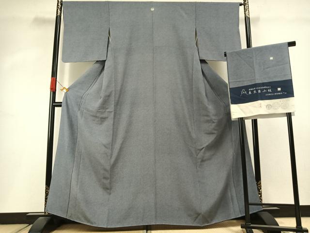 平和屋着物●江戸小紋 鮫小紋柄 浜ちりめん 反端付き 正絹 逸品 AABI9099fy