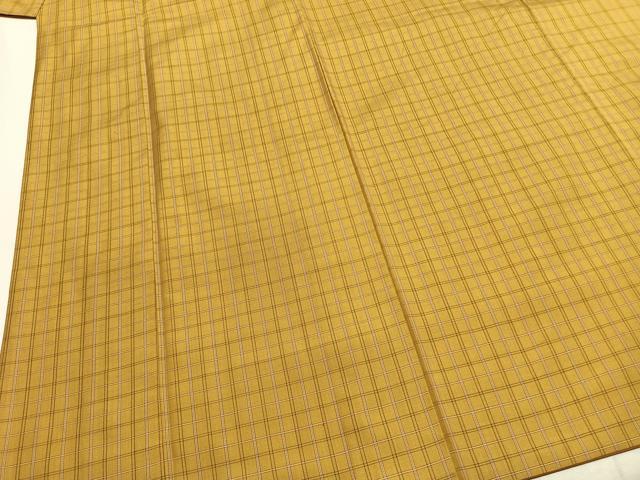 平和屋着物●本場黄八丈 綾織 紬 格子 正絹 逸品 AABI9100fy