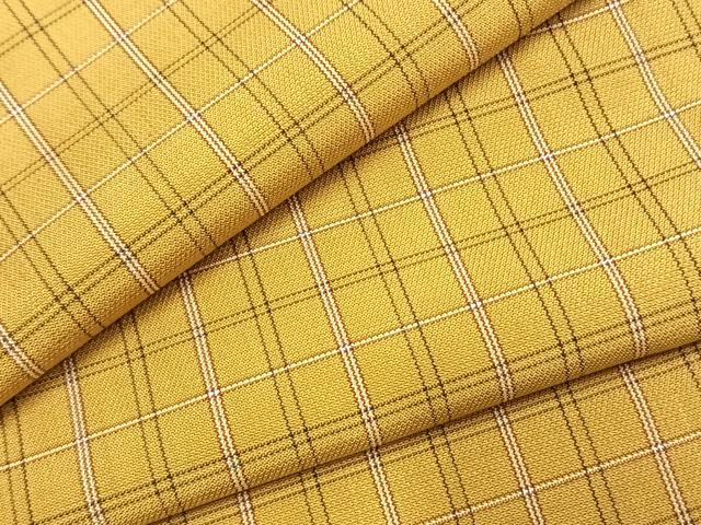 平和屋着物●本場黄八丈 綾織 紬 格子 正絹 逸品 AABI9100fy