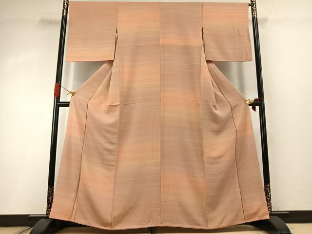 平和屋着物●上質な小紋 横縞 暈し染め 正絹 逸品 AABI9107fy