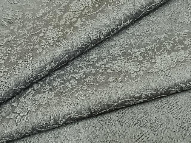 平和屋着物●上質な色無地 草花地紋 桔梗鼠色 正絹 逸品 未使用 AABI9111fy