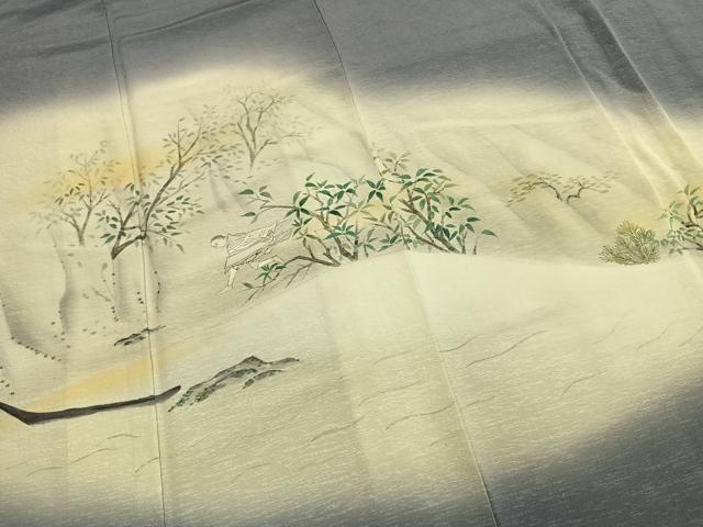 平和屋着物●訪問着 作家物 手描き 人物風景文 暈し染め 正絹 逸品 AABI9113fy