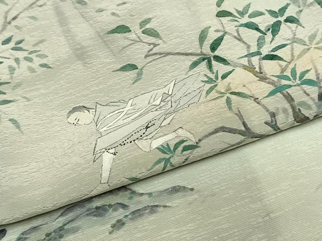 平和屋着物●訪問着 作家物 手描き 人物風景文 暈し染め 正絹 逸品 AABI9113fy