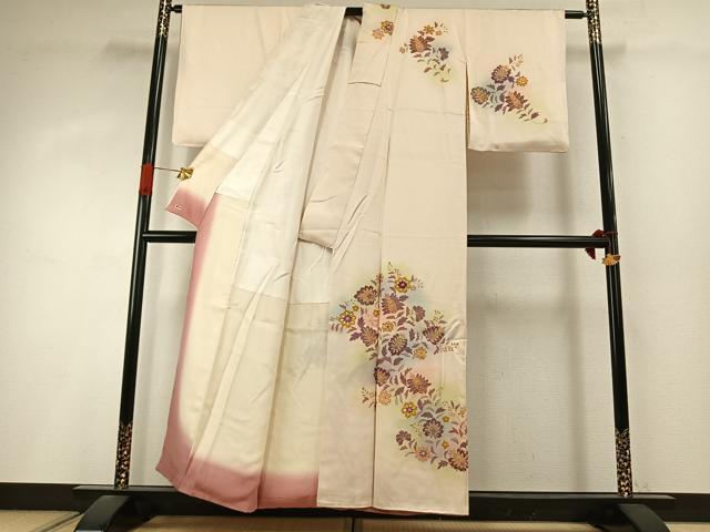 平和屋着物●訪問着 刺繍 更紗花文 暈し染め 金彩 三越扱い 正絹 逸品 AABI9116fy