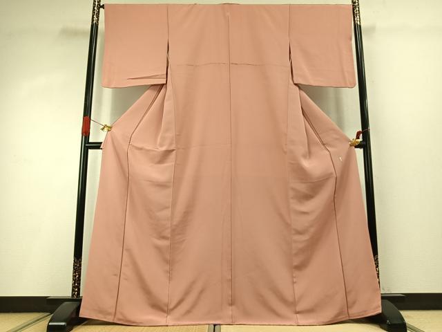 平和屋着物●加賀友禅の巨匠 初代 由水十久監修 色無地 珊瑚色 正絹 逸品 AABI9117fy
