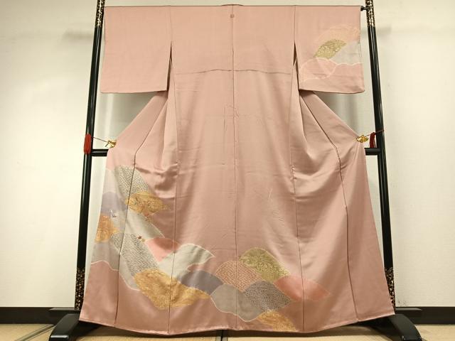 平和屋着物●訪問着 刺繍 草花文 金糸 金彩 正絹 逸品 未使用 AABI9120fy