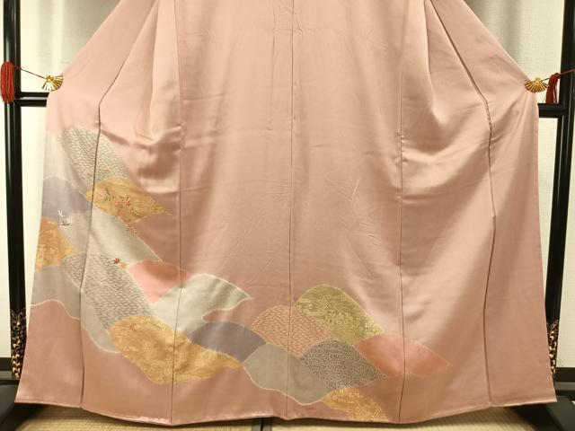 平和屋着物●訪問着 刺繍 草花文 金糸 金彩 正絹 逸品 未使用 AABI9120fy