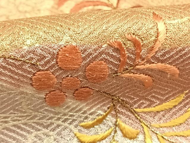 平和屋着物●訪問着 刺繍 草花文 金糸 金彩 正絹 逸品 未使用 AABI9120fy